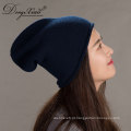 Tricô preto Handmade Real Raccoon Beanie Cashmere Hat com pele